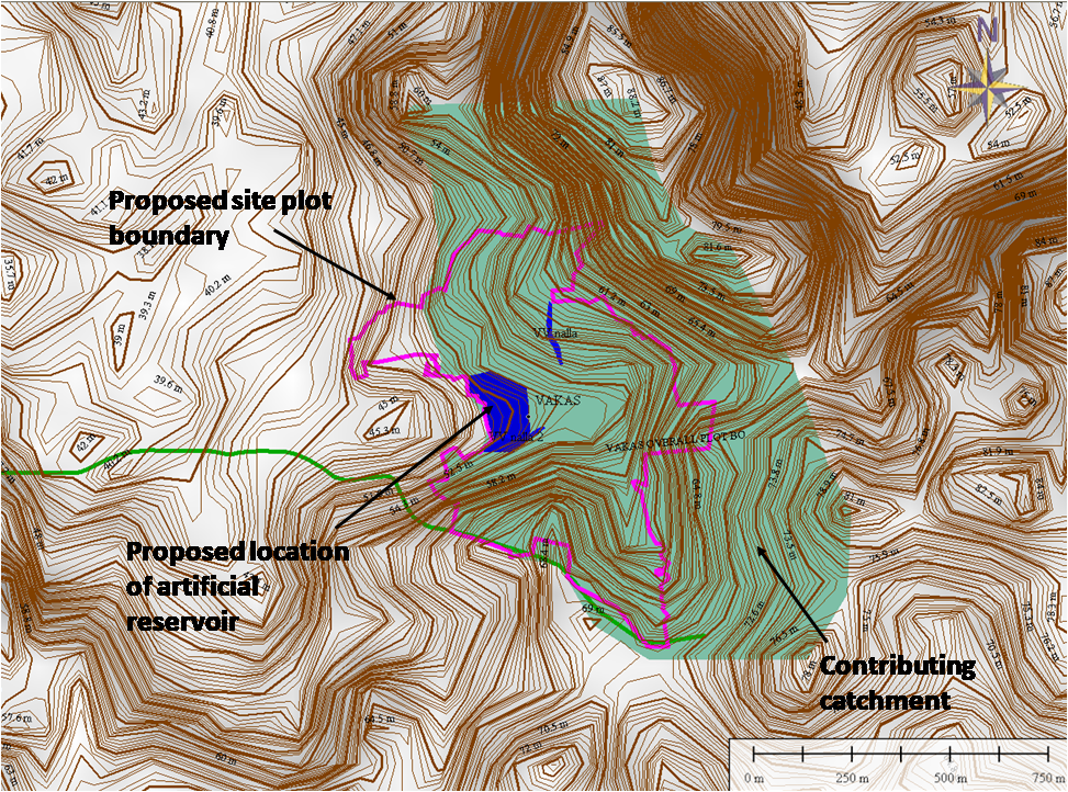  Fig 6 Contributing catchment and location of an artificial reservoir